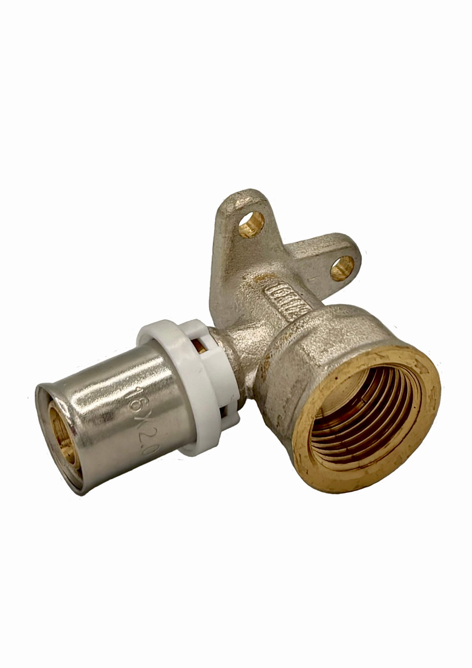 Coude à sertir avec fixation murale